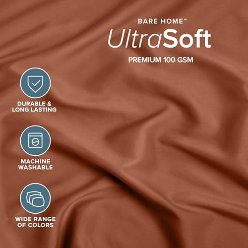 Bare Home Queen Fitted Sheet - 1800 Ultra-Soft (Queen, Terracotta)