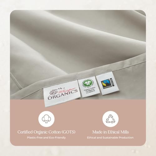 100% Organic Cotton Pillow Cases Standard Size Set of 2-100% Cotton Pillowcases GOTS Certified 300 Thread Count - Naturally Cooling Comfortable Breathable & Soft Pillow Cases (Pewter, Standard)