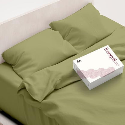 Mayfair Linen Egyptian Cotton Sheets King Size - Luxury 800 Series High Thread Count King Sheets (4 PC, Sage Green), Soft Cooling 16" Deep Pocket Hotel Quality Bed Sheet Set - Tranquil Collection