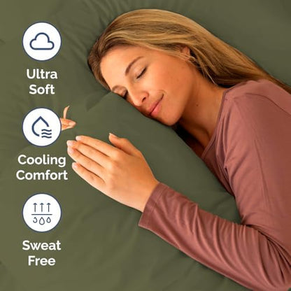 Short Queen Size 4 Piece Bed Sheet Set - RV Short Queen Sheets - Sage Green