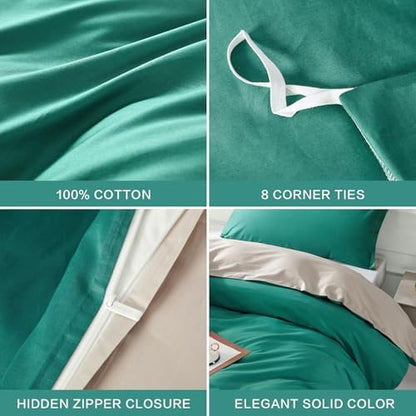 SAPHREAS Teal Duvet Cover King Size 3 Pieces Extra Soft Bedding Set, Includes 1 Cotton Green Duvet Cover 104"x90" with Zipper Closure & 2 Pillow Shams, Comforter Not Included