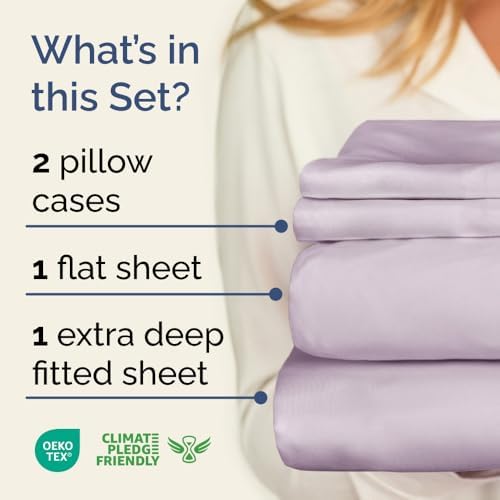 Extra Deep King Sheet Set - 4 Piece Breathable & Cooling - Light Lavender