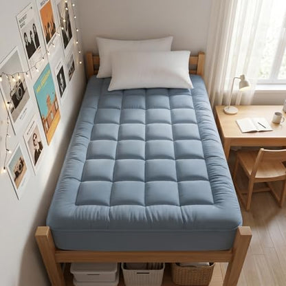 EASELAND Twin XL Mattress Pad Cotton Pillow Top Mattress Topper for Dorm