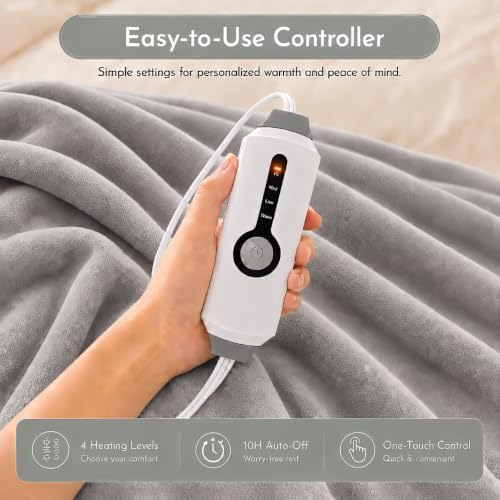 Electric Heated Blanket 90"x100" King Size, Light Grey