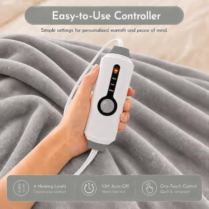 Electric Heated Blanket 90"x100" King Size, Light Grey