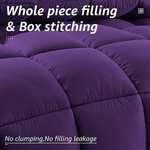 HYLEORY All Season California King Size Bed Comforter - Cooling Down Alternative Quilted Duvet Insert with Corner Tabs - Winter Warm - Machine Washable - Purple