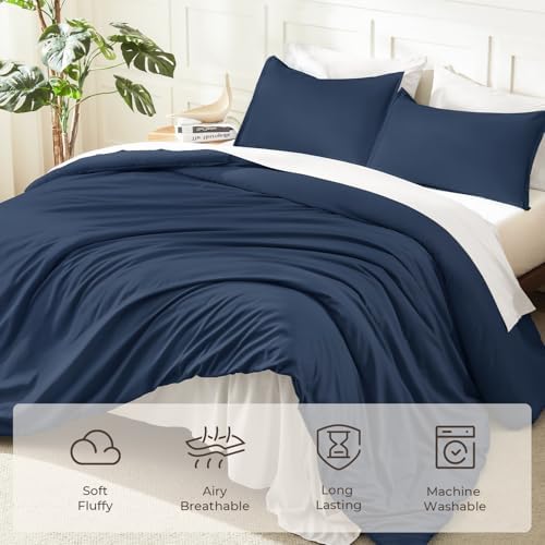 Litanika Navy Blue Super King Comforter Set, 3 Pcs Lightweight Bedding Set