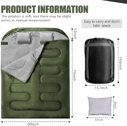 Camping Sleeping Bags for Adults Kids Waterproof Lightweight Sleeping Bag for Cold Weather or Warm Backpacking Hiking Mountaineering Indoor Outdoor Use