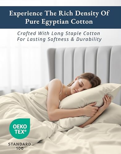 LANE LINEN Cal King Sheets 100% Egyptian Cotton Sateen - Ivory