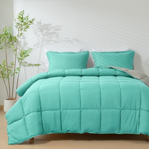 HIG 3pc Blue Queen Size Bedding Comforter Set Duvet Insert Blanket