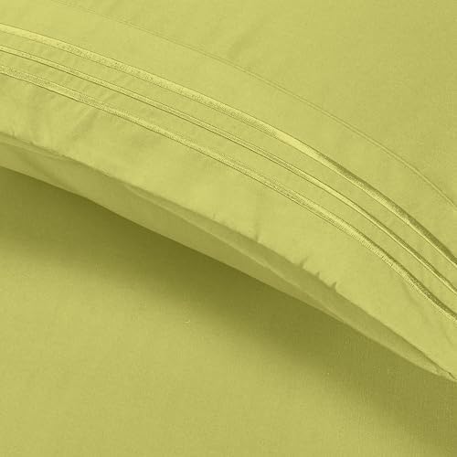 Elegant Comfort Luxury 5-Piece Bed Sheet Set - Luxury Bedding 1500 Premium Hotel Quality Microfiber, Wrinkle Resistant Cool and Breathable, Easy Elastic Fitted, Split King, Pistachio Green