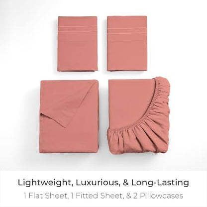 Mellanni Iconic 4-Piece, Ultra Soft Sheet Set (California King, Coral)