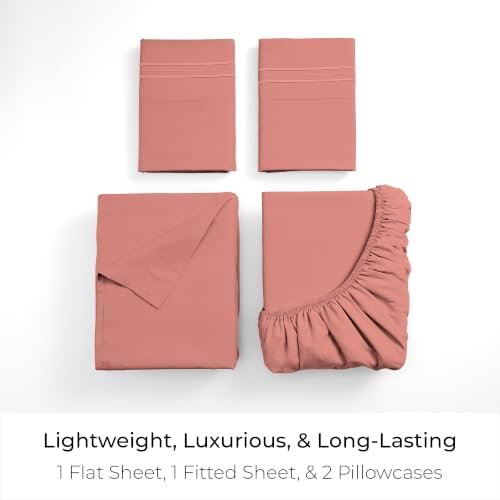 Mellanni Iconic 4-Piece, Ultra Soft Sheet Set (Queen, Coral)