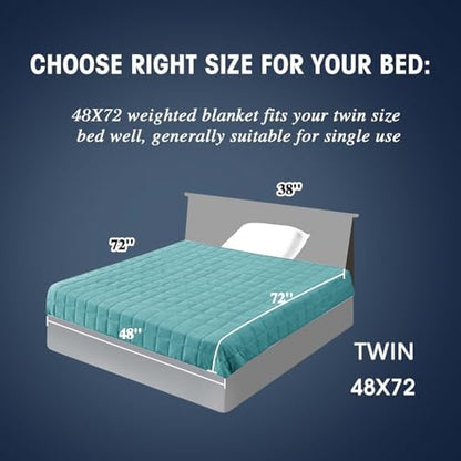 yescool Weighted Blanket for Adults 10lbs Twin Size, 48" x 72", Teal