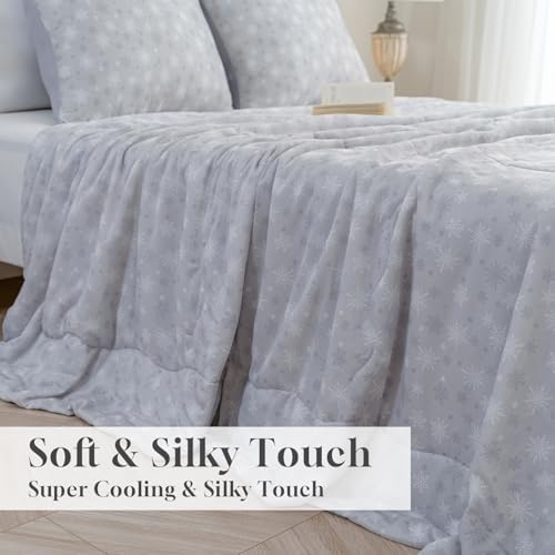 CHOSHOME Cooling Comforter Cooling Blanket, Q-Max 0.45 Cool Sleeping Summer Blanket for Hot Sleeper Night Sweats, Twin 60" x 80", Light Grey