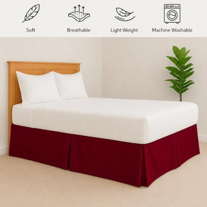 eBeddy Linens Split Corner Bed Skirt King 14 Inch Drop – 100% Microfiber, – Platform Style, Burgundy Solid, 3-Sided Pleated, Tailored Fit, Hidden Storage, Hotel Luxury, Washable
