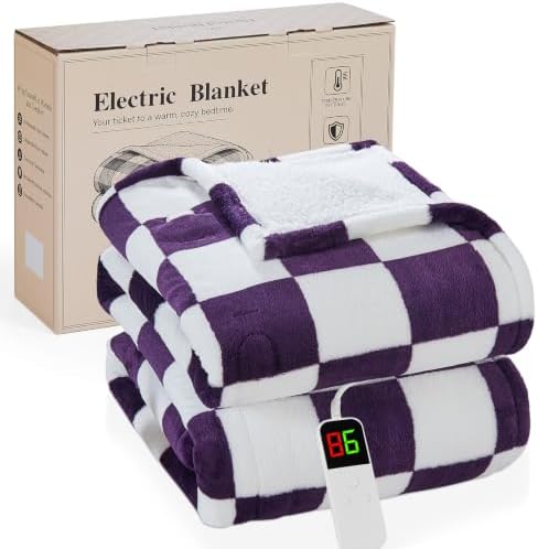 Deep Purple Electric Blanket Heated Twin 62"X84", Heating Blanket Twin