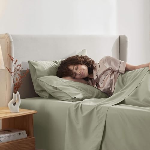 Nestl Twin XL Sheet Set - Bed Sheets - Light Green - 3-Piece Deep Pocket