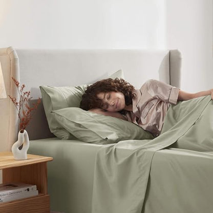 Nestl Twin XL Sheet Set - Bed Sheets - Light Green - 3-Piece Deep Pocket