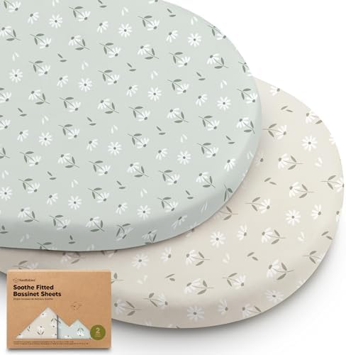 2pk Organic Baby Bassinet Sheets Boys, Girls, Fitted Sheet (Daisies)