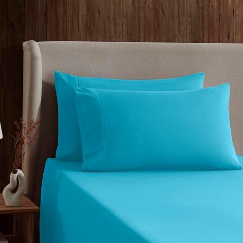 Nestl Twin Sheet Set - Bed Sheets - Bright Blue - 3-Piece Deep Pocket