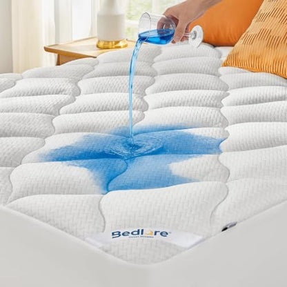 BEDLORE Waterproof California King Mattress Pad, Breathable Mattress Protector with 6-18 Inch Deep Pocket, Quilted Fitted Mattress Topper Bed Cover, Noiseless & Machine Washable