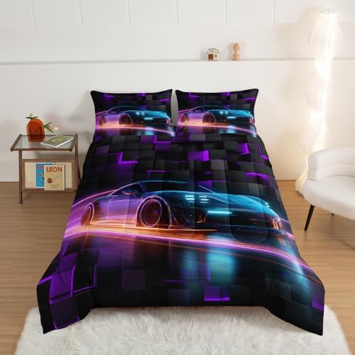 HOSIMA Boys Extreme Sports Race Car Twin Bedding Sets with 2 Pillowcases.