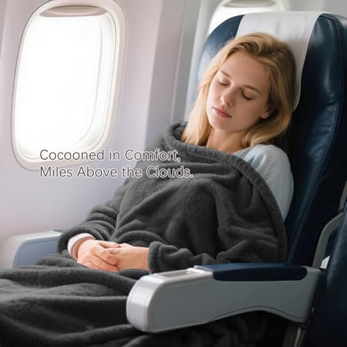 Melissa Large Soft Travel Blanket and Inflatable Pillow Set