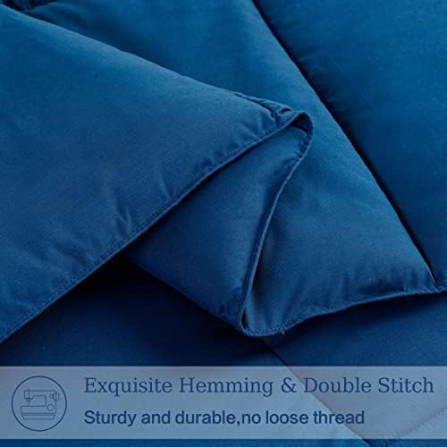 EASELAND King Size Down Alternative Comforter, Navy, 90x102 Inches