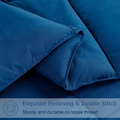 EASELAND King Size Down Alternative Comforter, Navy, 90x102 Inches