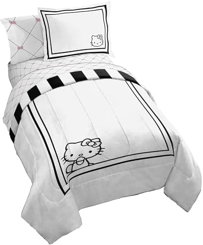 Sanrio Hello Kitty Twin Comforter Set 5 Piece Bedding for Girls, White