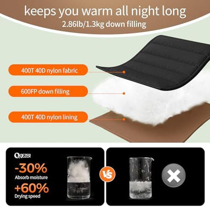 XL Down Sleeping Bag for Adults, 600 Fill Power Backpacking