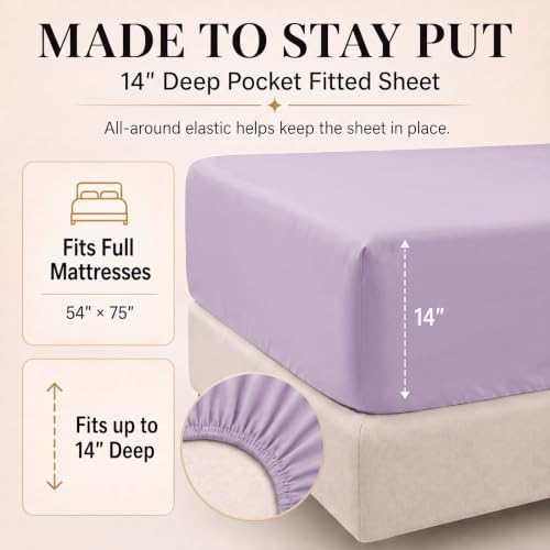CozyLux Full Size Comforter Set Lavender, 7 Pieces Bed in a Bag