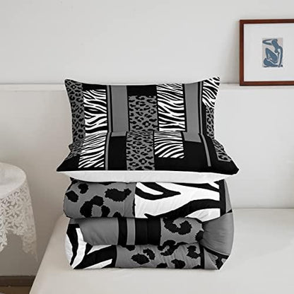 Feelyou Animal Print Leopard Zebra Comforter Set Twin Size Kids Boys