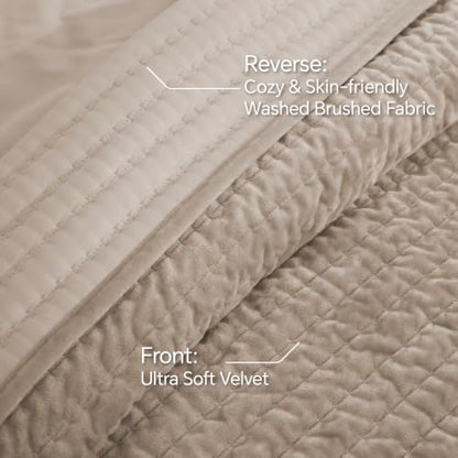 BEDELITE Velvet Quilt Set King Size, Luxury Velvet Comforter Bedding