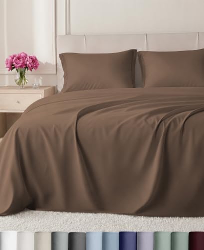 California Design Den 800 Thread Count California King Sheet Sets, Mocha