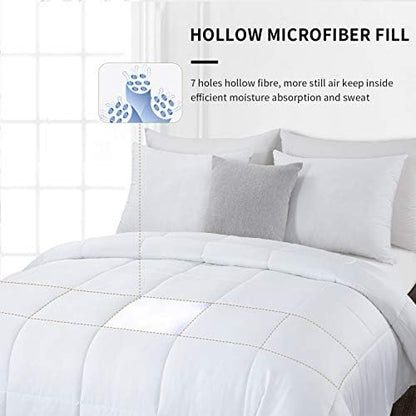 HOMBYS Lightweight Cooling Comforter King Size,100% Viscose Derived from Bamboo Shell Down Alternative Duvet Insert,White Soft All Season Comforter for Hot Sleepers,8 Corner Tabs
