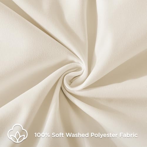 Andency Beige Ruffle Duvet Cover Queen, Shabby Chic Farmhouse Bedding Set