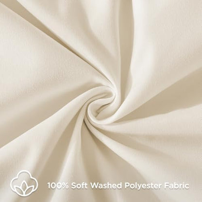 Andency Beige Ruffle Duvet Cover Queen, Shabby Chic Farmhouse Bedding Set