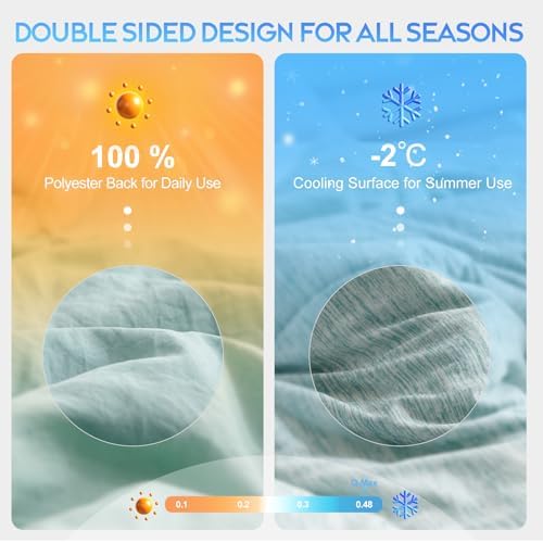 CHOSHOME Cooling Comforter Cooling Blanket, Q-Max 0.45 Cool Sleeping Summer Blanket for Hot Sleeper Night Sweats, King 90" x 108", Green