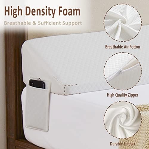 Homemate Queen Size（60"x10"x6"） Bed Wedge Pillow for Headboard - Upgraded Bed Gap Filler Queen Between Mattress and Headboard - Triangle Pillow - White