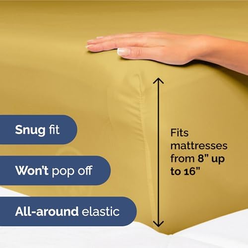 King Size 4 Piece Sheet Set - Ultra Soft & Cooling Bed Sheets - Mustard