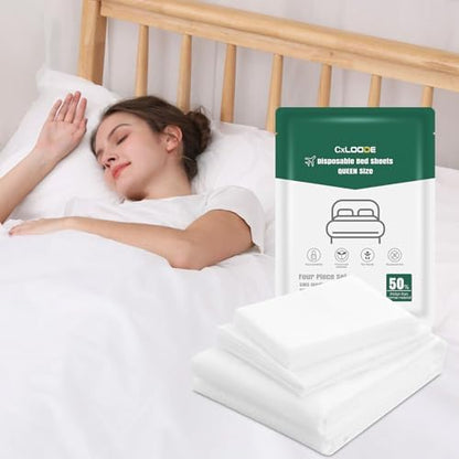 4 Pcs Disposable Bed Sheet Queen Size for Travel Disposable Fitted Sheet
