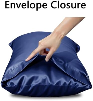 Vielit Satin Body Pillow Pillowcase 1pc,Silky Body Pillow Cover Similar to Silk Pillow Cases Soft Body Pillow Case 20x54 & Envelope Closure,Gift for Women Men Navy & 1 Satin Scunchie