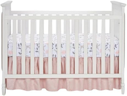 Lambs & Ivy Petals Gray/Pink Sateen Cotton Floral 3-Piece Baby Crib Bedding Set