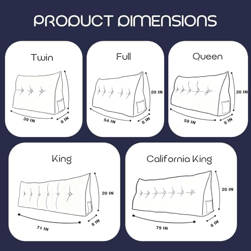 Headboard Pillow King, Headboard Wedge Pillow with A Long Neck Roll Pillow Body Pillow, Triangle Pillow Wedge for Reading, Working, Bed Wedge Pillow for Headboard (Blue, King)