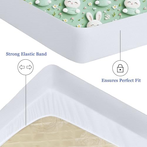 Sufdari Twin Mattress Protector,Waterproof Mattress Protector,Fitted Sheet Style Mattress Cover with 18" Deep Pocket,Washable and Comfortable-Rabbit,Twin