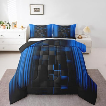 Feelyou Kids Blue and Black Comforter Set Ombre Bedding Set Full Size