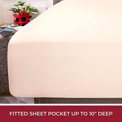 Mellanni Iconic 4-Piece, Ultra Soft Sheet Set (RV/Short Queen, Beige)