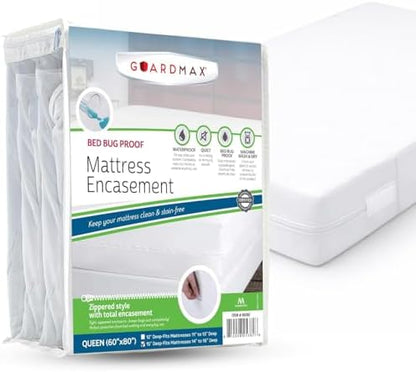 Guardmax Queen Mattress Protector Zippered, Bed Bug Mattress Cover